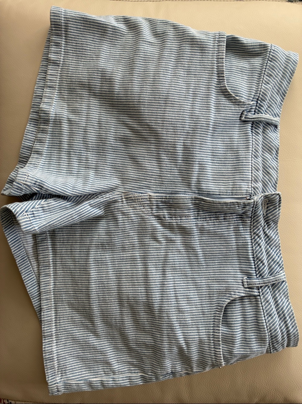 George Striped Blue & White Denim Shorts